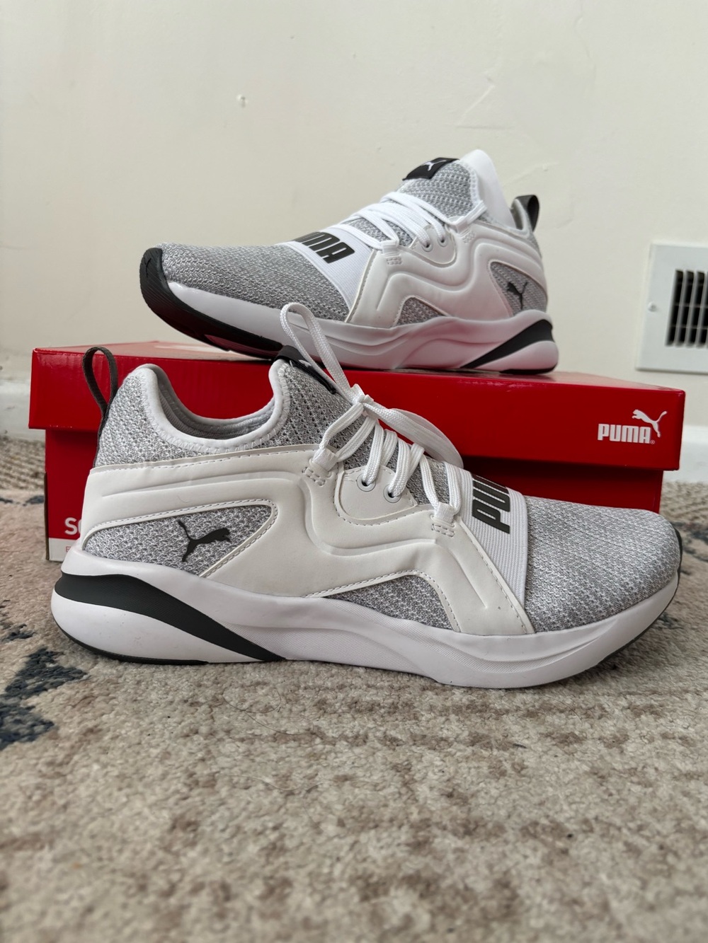 Puma Gray & White SoftRide Shoe Rift Breeze Knit 9.5